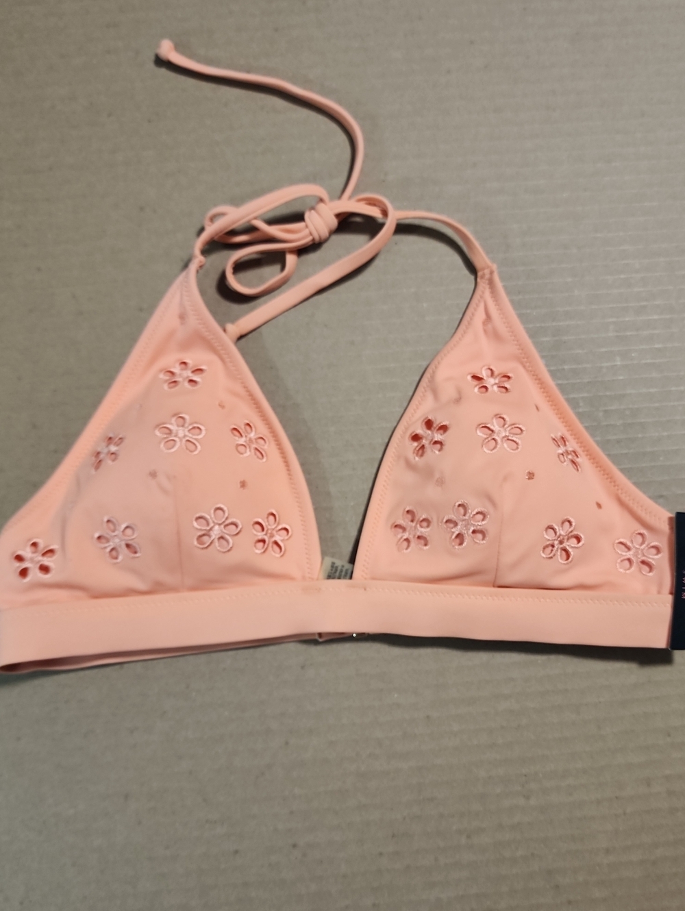 Victoria's Secret Swim Peach Floral Cutout Triangle Bikini Top